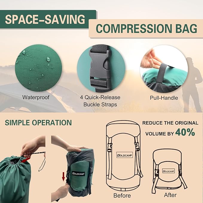 GoldCamp Compression Sack, Waterproof & Ultralight Sleeping Bag Stuff Sack - Image 4