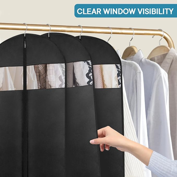 5 Pack - Moucas 50" Black Garment Bag, Mens Suit Bags - Image 3
