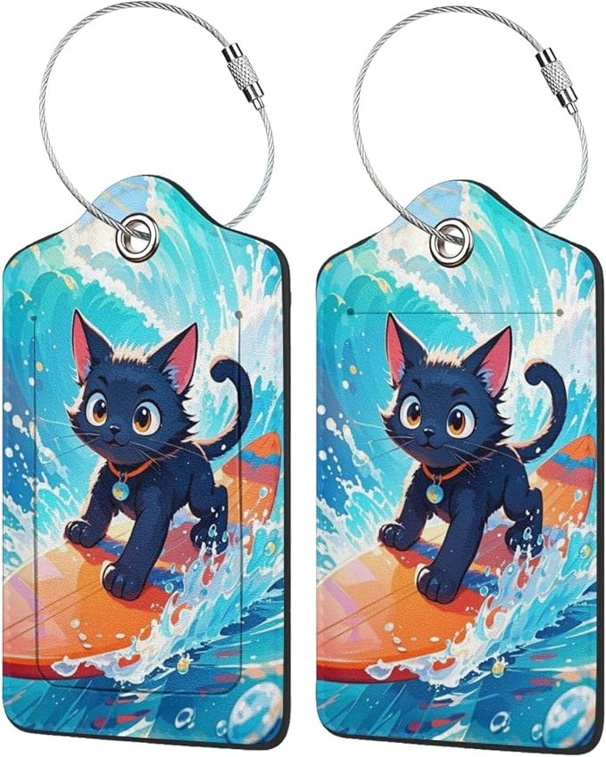 Fun Luggage Tags for Suitcases Leather Name Tag for Luggage Cute Travel Baggage by DONGPANCHN