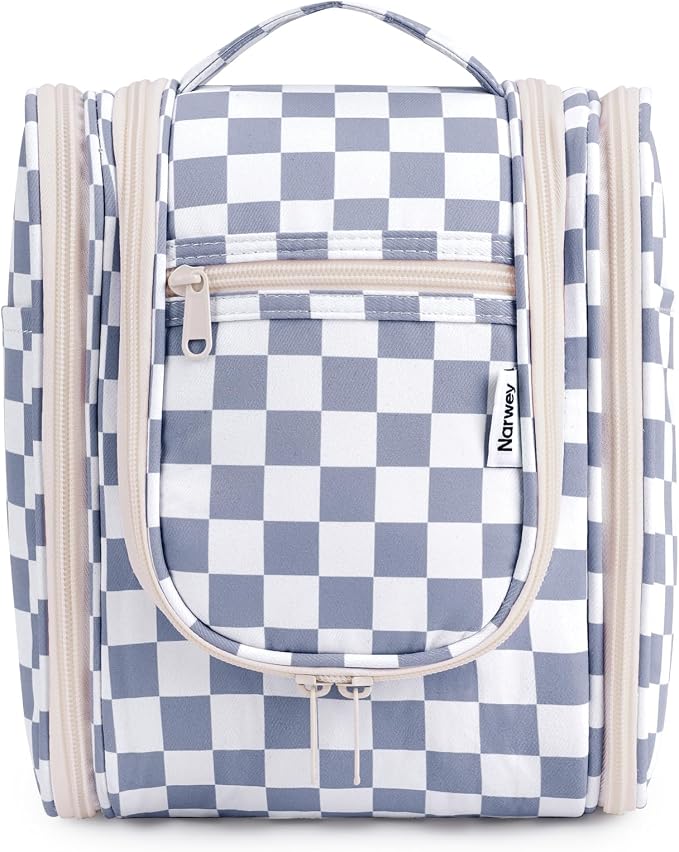 Narwey Small Checkered Hanging Travel Toiletry Bag - Image 2