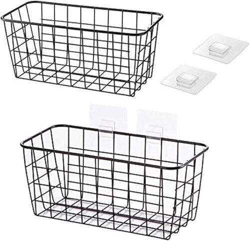 2 Set Hanging Wall Basket Organizer Over the Cabinet Door Wire Baskets by LeleCAT