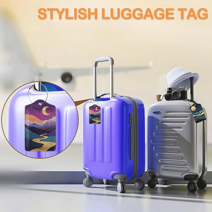 Colorful Abstract Mountain 3 Pack PU Leahter Luggage Tag - Image 5