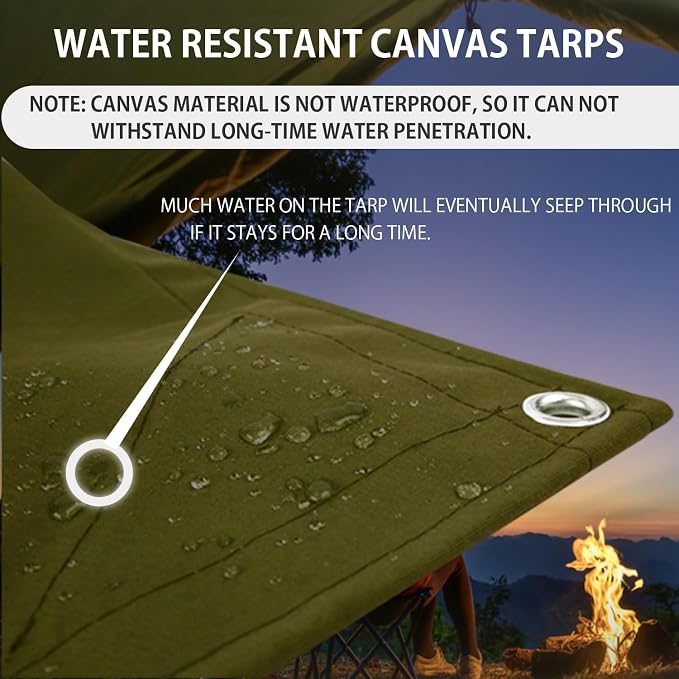 FoundGo Canvas Tarp 10x12ft Heavy Duty Waterproof Tarps - Image 4