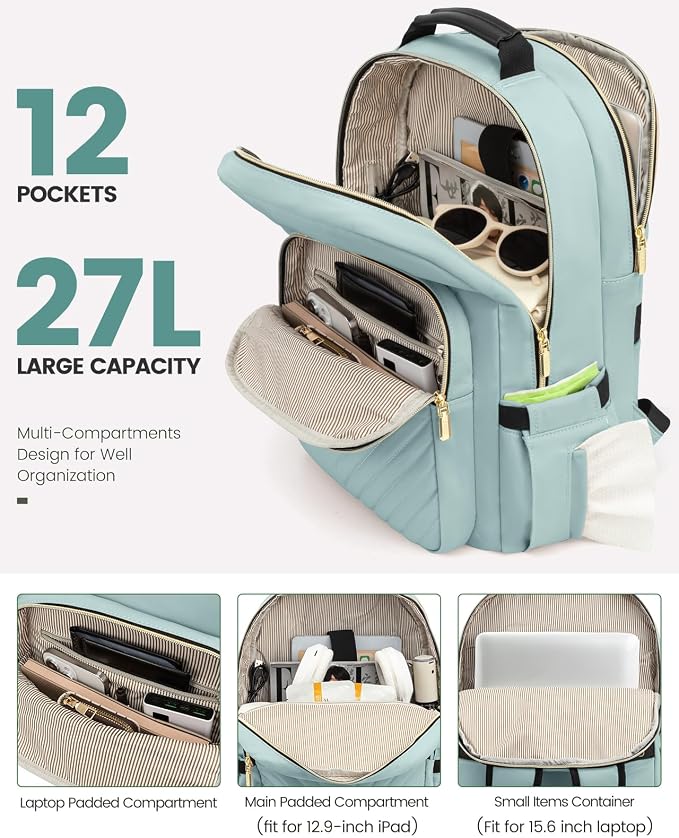 LOVEVOOK Laptop Backpack Purse for Women, Work Travel Computer Bags, College - Image 2