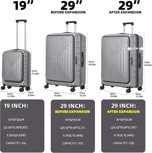 2 Pieces 19/29 Luggage Sets, 19 Inch Carry On Luggage - Image 2