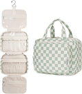 Narwey Hanging Toiletry Bag for Women Travel Checkered Makeup Bag Organizer by Narwey