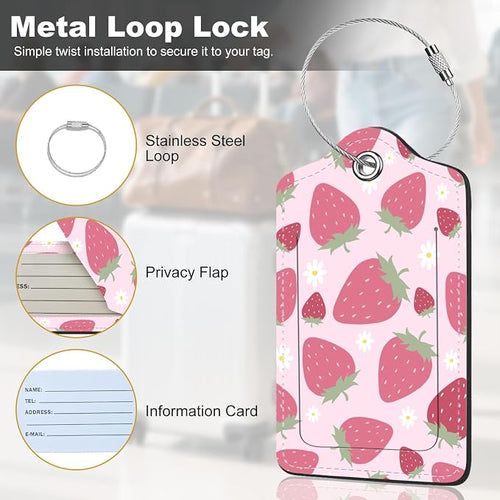 2Pack Luggage Tags for Suitcases, Cute Unique Pu Leather Cruise Luggage Tag - Image 2