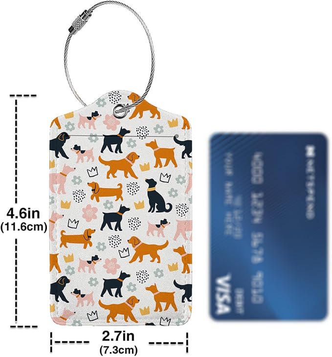 Cartoon Dogs Luggage Tags for Suitcases, 2 Pack Luggage Tag, Leather Stainless - Image 4