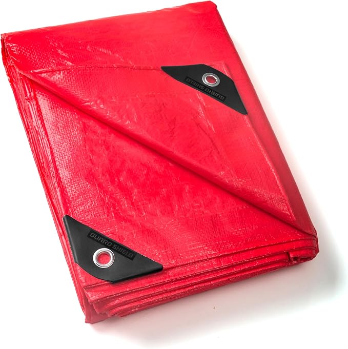 GUARD SHIELD Red Tarp 10x12 Feet Tarps High Visibility Outdoor Poly Cover by GUARDSHIELD