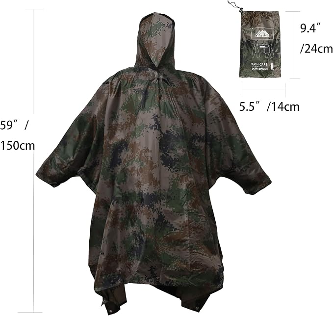 longsinger Rain Poncho for Adult, Waterproof Rain Poncho - Image 4