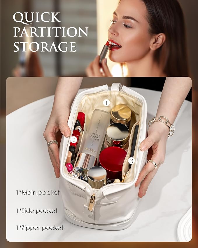 Wedding Gift Initial Makeup Bag, Personalized Double Layer Cosmetic Bag - Image 4