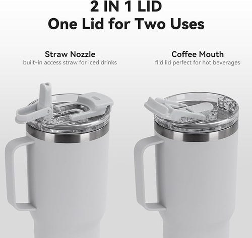30oz Tumbler with Handle, Insulated Leak Proof Coffee Travel Mug with Straw Lid - Image 2