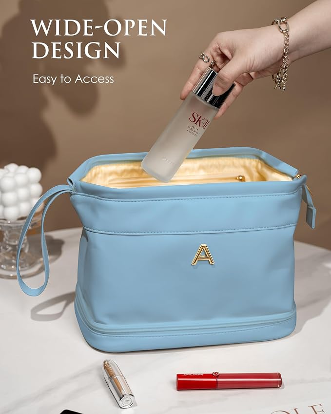 Birthday Gifts for Women, Initial Large Makeup Bag, Personalized Double Layer - Image 3