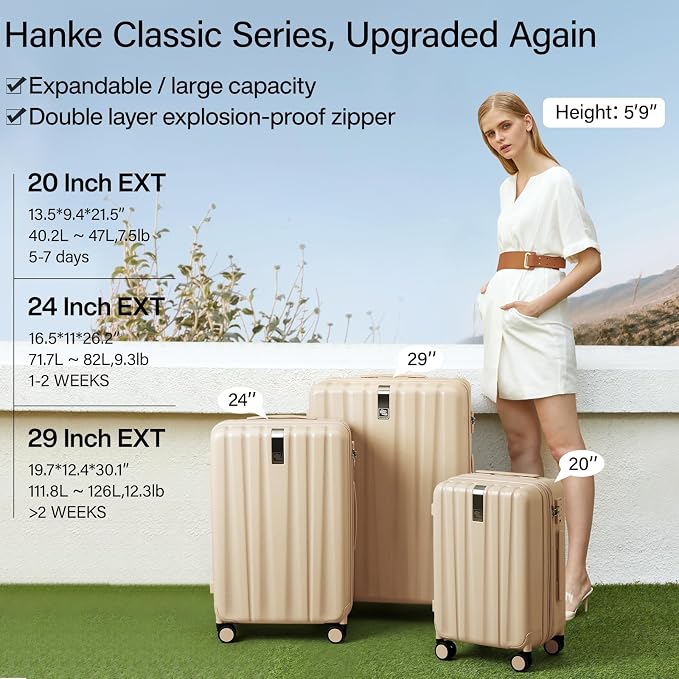 Hanke 20 Inch Expandable Carry on Luggage 22x14x9 Airline Approved Lightweight - Image 2