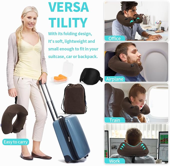 2 Pack Inflatable Travel Neck Pillows - Image 5