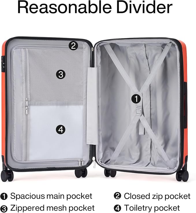 Hanke 24 Inch Expandable Checked Luggage Lightweight PC Hard Case Luggage - Image 7