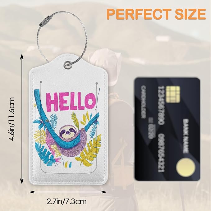 Colorful Sloth Hello 3 Pack Luggage Tags - Image 2