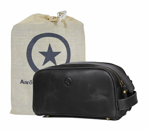 10" Premium Leather Toiletry Travel Pouch by AARONLEATHERGOODS%C2%AE