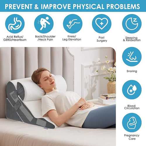 3PCS Bed Wedge Pillow for Headboard, Adjustable Wedge Pillow for Sleep Apnea - Image 2