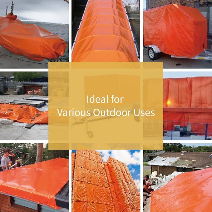 GUARD SHIELD Orange Tarp 20x20 Feet Tarps High Visibility Outdoor Poly Cover - Image 5
