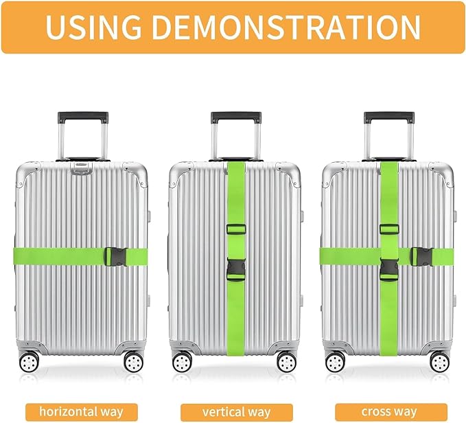 BILIONE 4 Pack Luggage Straps 79" Long Belts Keep Suitcase Secure While - Image 5
