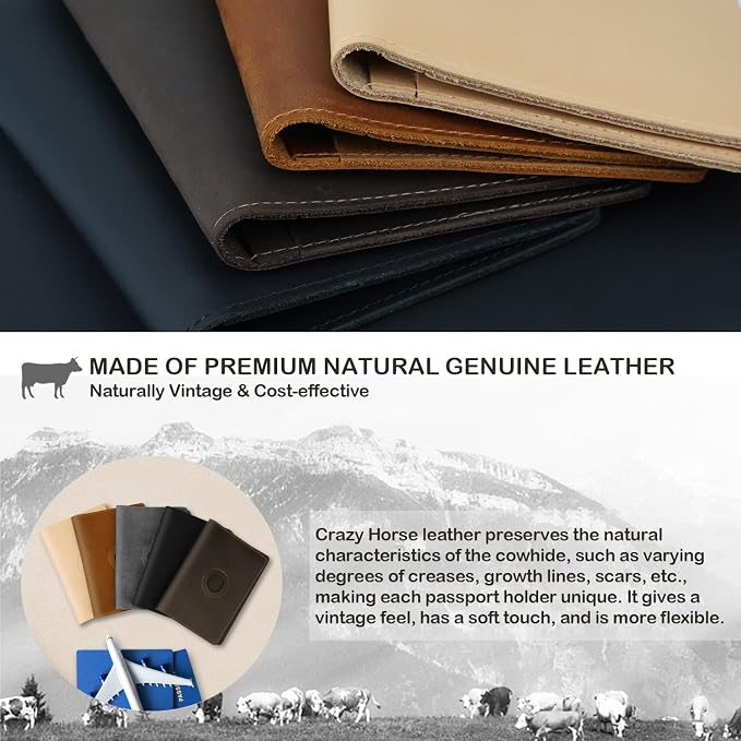 Airtag Passport Holder for Men and Women Travel, Real Leather Passport Wallet - Image 2