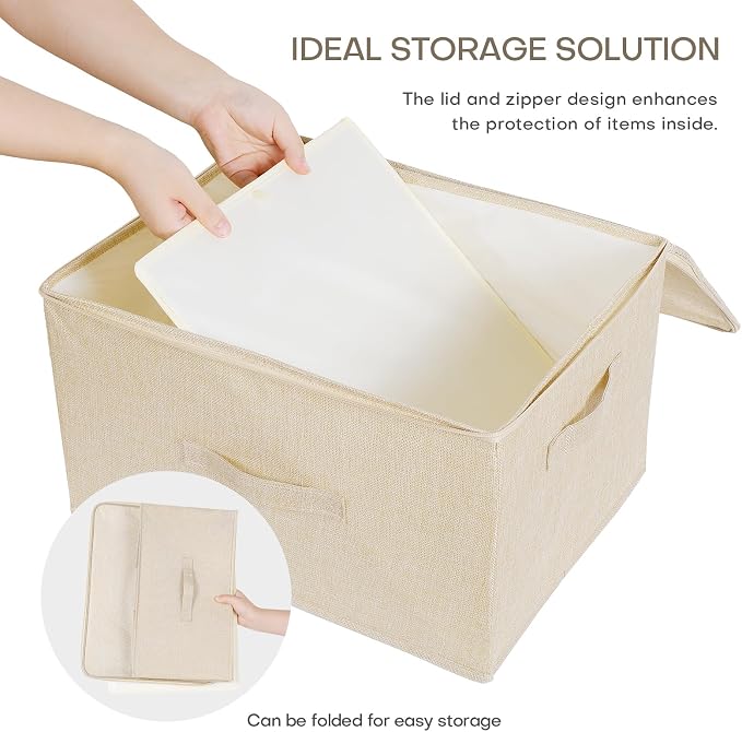 ANMINY 2PCS Storage Bins with Zipper Lids 36 Qt Lidded Fabric Storage Boxes - Image 4