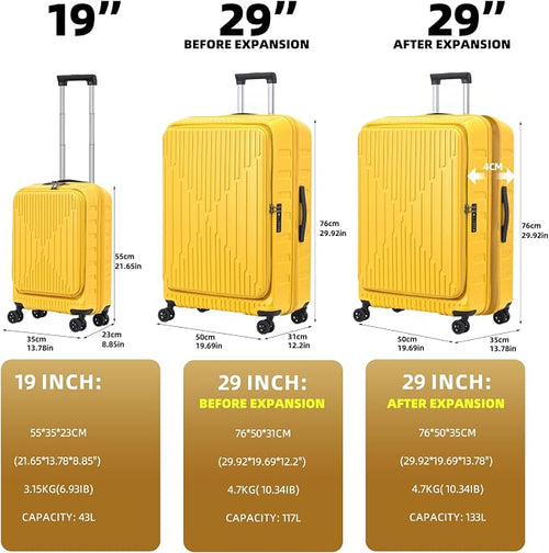 2 Pieces 19/29 Luggage Sets, 19 Inch Carry On Luggage - Image 2