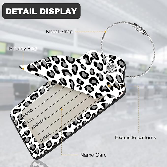 2Pack Luggage Tags for Suitcases, Cute Unique Pu Leather Cruise Luggage Tag - Image 4