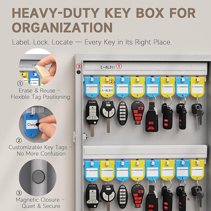 WeHere 72 Key Lock Box Wall Mount, APP Bluetooth/OTP/Wi-Fi/Fixed Code/Key Unlock - Image 3