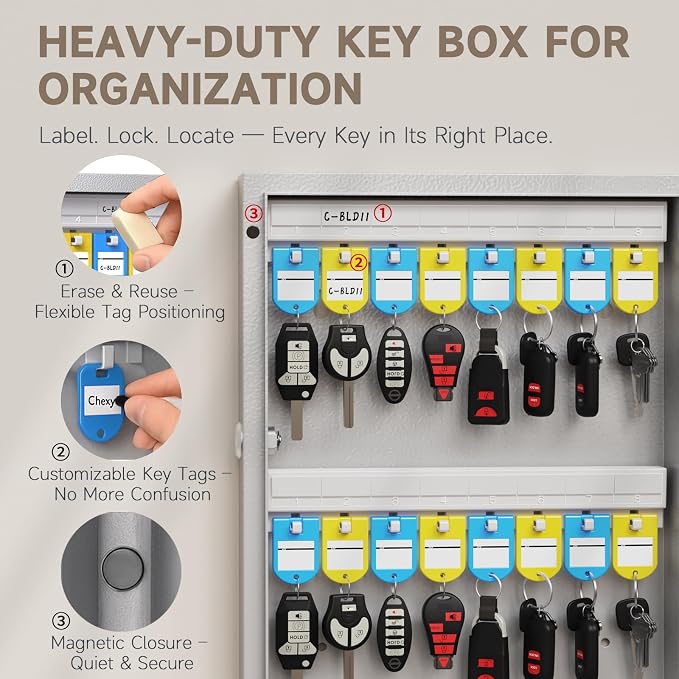 WeHere 120 Key Lock Box Wall Mount, APP Bluetooth/OTP/Wi-Fi/Fixed Code/Key - Image 3