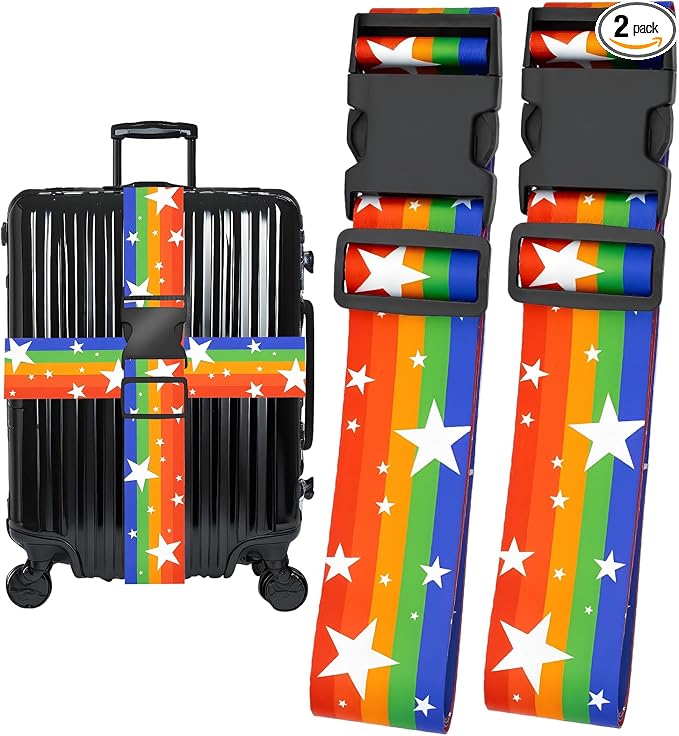 Rainbow Stars Luggage Straps for Suitcases, Adjustable Luggage Travel Belt to by Unknown