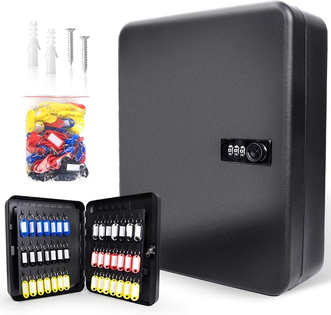 72 Position Key Cabinet with Combination Lock Wall Mount, with Colorful Key Tag by LEEKIMID