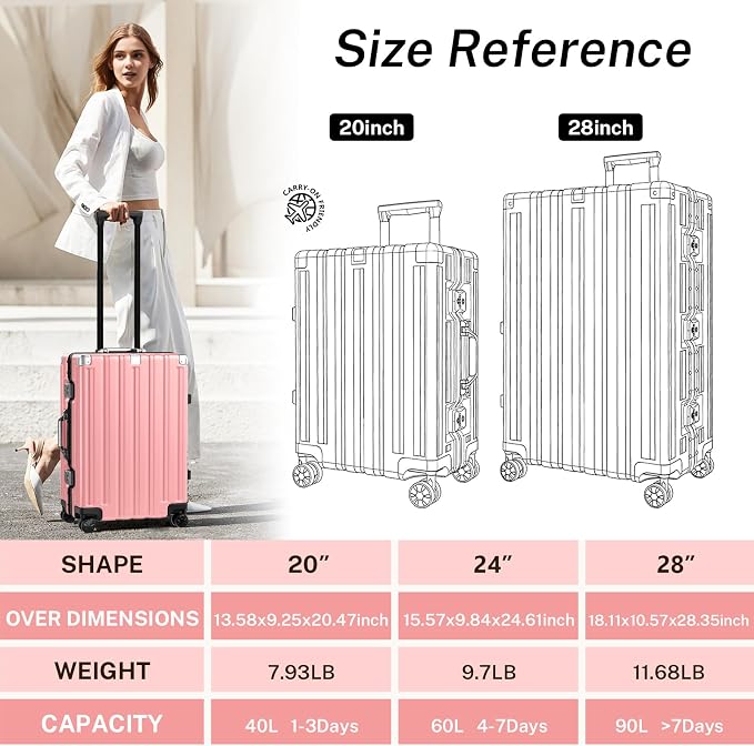 Krute Luggage 28 Inch Aluminum Frame Luggages TSA Lock No Zipper Checked - Image 3