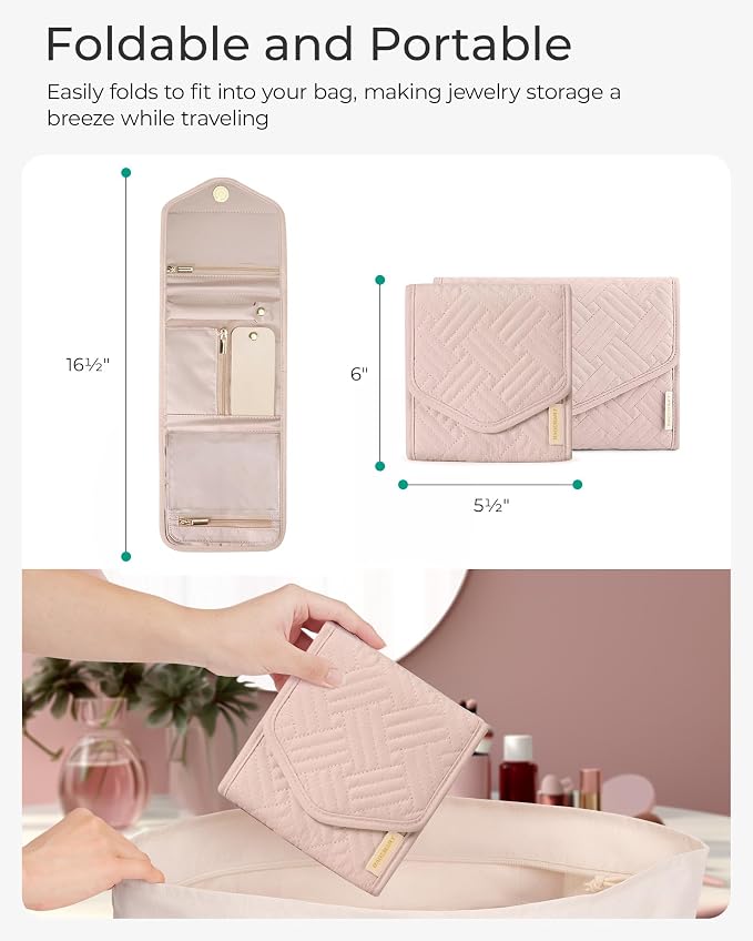 BAGSMART Travel Jewelry Organizer Case Foldable Jewelry Roll - Image 7