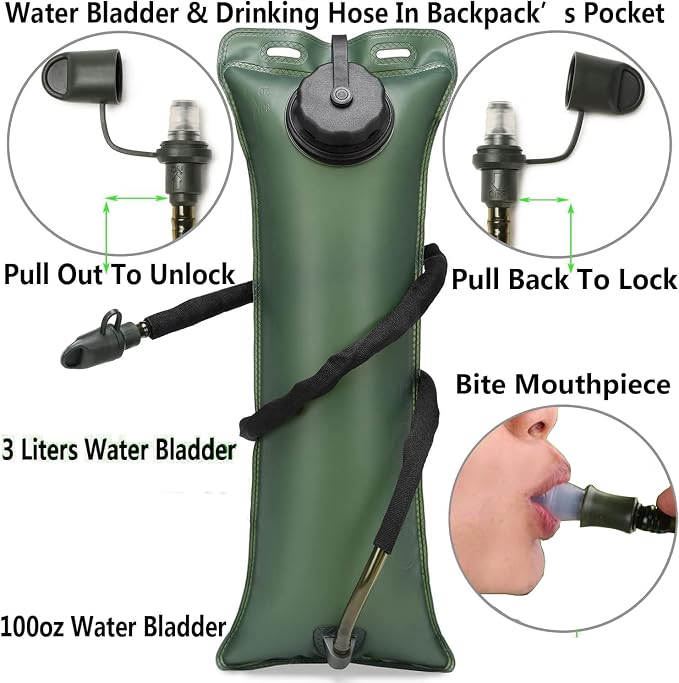 ATBP Tactical Water Hydration Pack Military 3L Water Bladder Carrier Backpack - Image 4