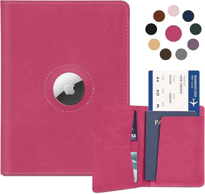 Airtag Passport Holder for Women Men Travel, Real Leather Passport Wallet by Kicoroiny-KeepInnovating