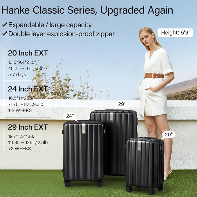 Hanke 24 Inch Expandable Checked Luggage Lightweight PC Hard Shell luggage - Image 2