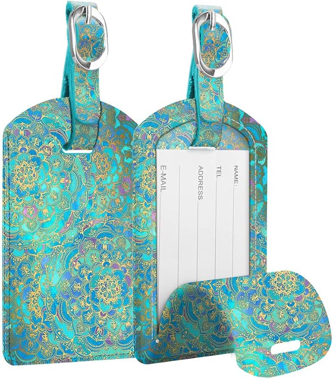 FINTIE 2 Pack Luggage Tags, Leather Name ID Labels by Fintie