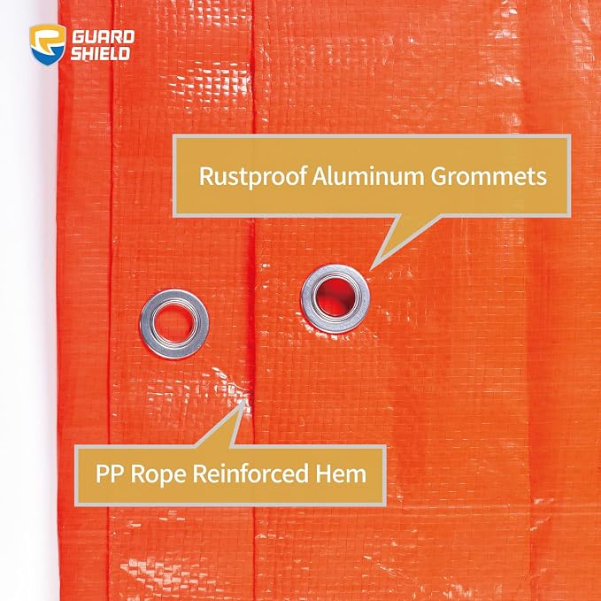GUARD SHIELD Orange Tarp 8x10 Feet Tarps High Visibility Outdoor Poly Cover - Image 3