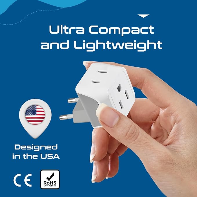 Ceptics European Travel Plug Adapter Europe Power Adaptor Charger Dual Input - Image 7