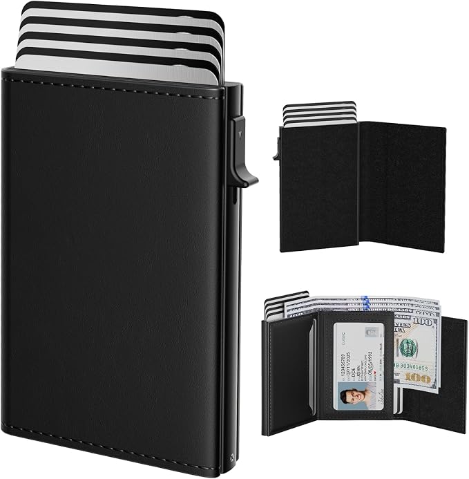 typecase Mens Wallet Card Holder: Pop Up Aluminum Case, Genuine Leather by typecase