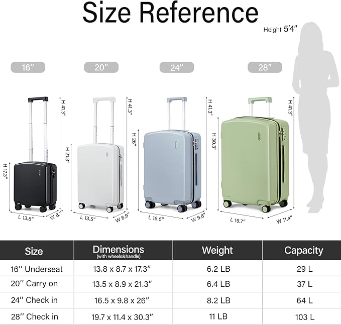 Hanke 24 Inch Luggage with Spinner Wheels Lightweight PC Hard Shell Suitcases - Image 2