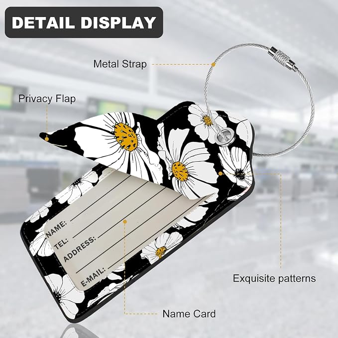 2Pack Luggage Tags for Suitcases, Cute Unique Pu Leather Cruise Luggage Tag - Image 4