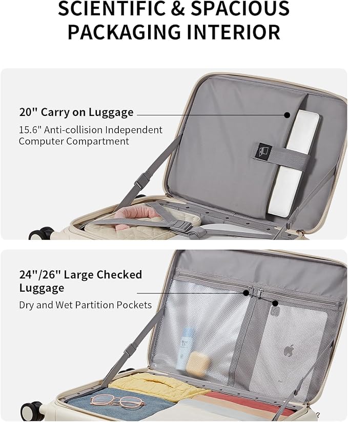 aji Expandable Top Open Luggage Sets 2 Piece - Image 5