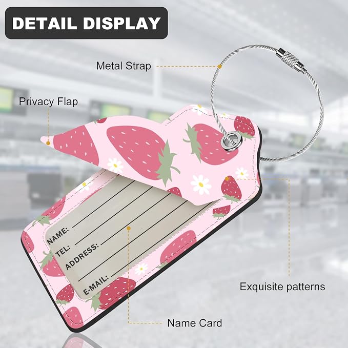 2Pack Luggage Tags for Suitcases, Cute Unique Pu Leather Cruise Luggage Tag - Image 4