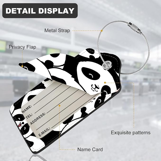 2Pack Luggage Tags for Suitcases, Cute Unique Pu Leather Cruise Luggage Tag - Image 4