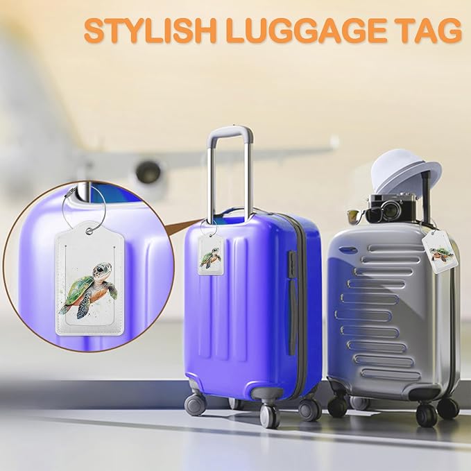 Abstract Colorful Sea Turtle 3 PCS PU Leather Luggage Tags - Image 5