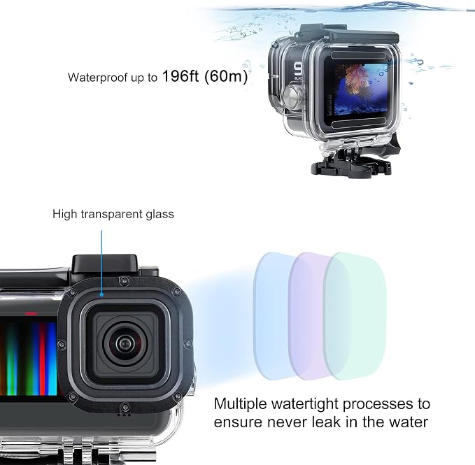 SOONSUN Waterproof Case for GoPro Hero 13 12 11 10 9 Black, 196FT/60M - Image 5