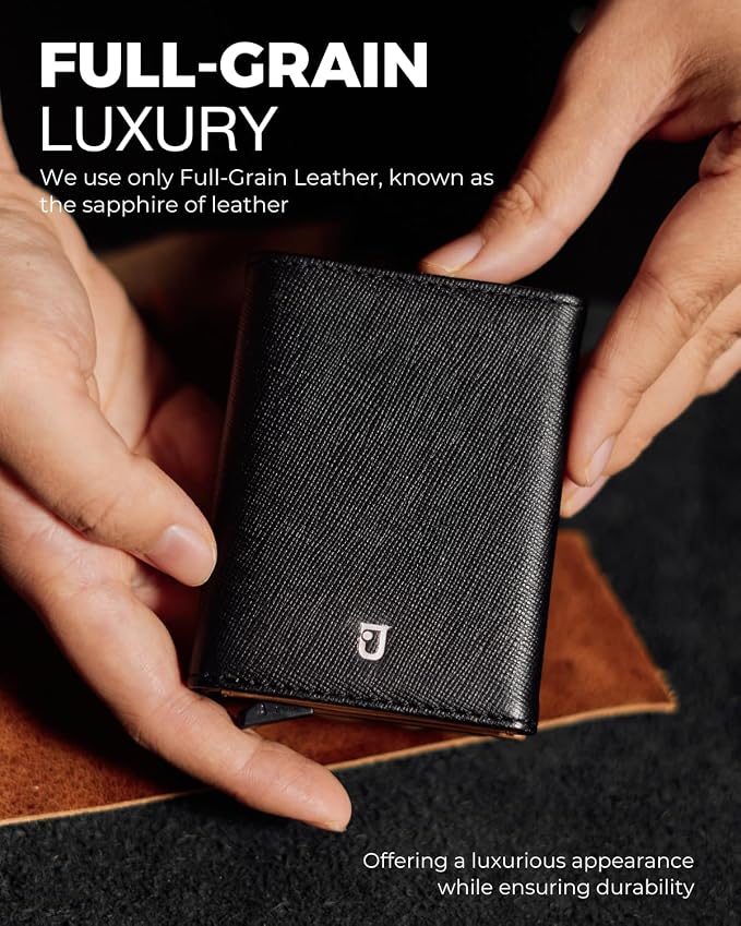 Jenoss Smart Wallet For Men: Full Grain Leather, Handcrafted, Slim RFID - Image 2